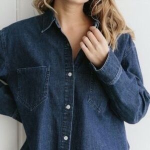 Jenni Kayne O’Keefe Shirt Indigo Button Down Shirt Blue Size Medium